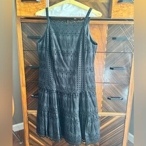 Nanette Lepore Black Eyelet Tiered Mini Sundress